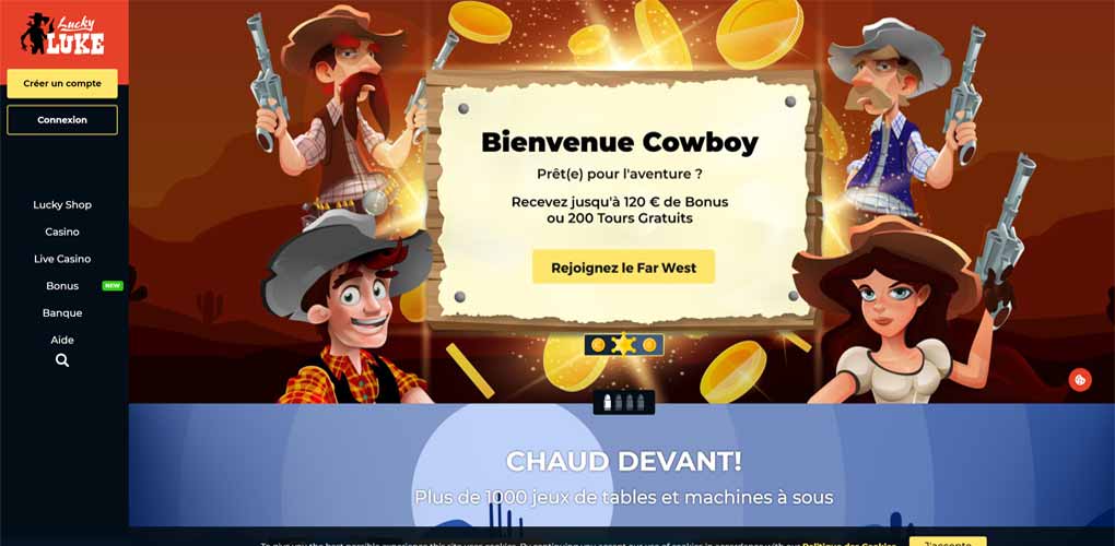 Lucky Luke bonus de bienvenue casino